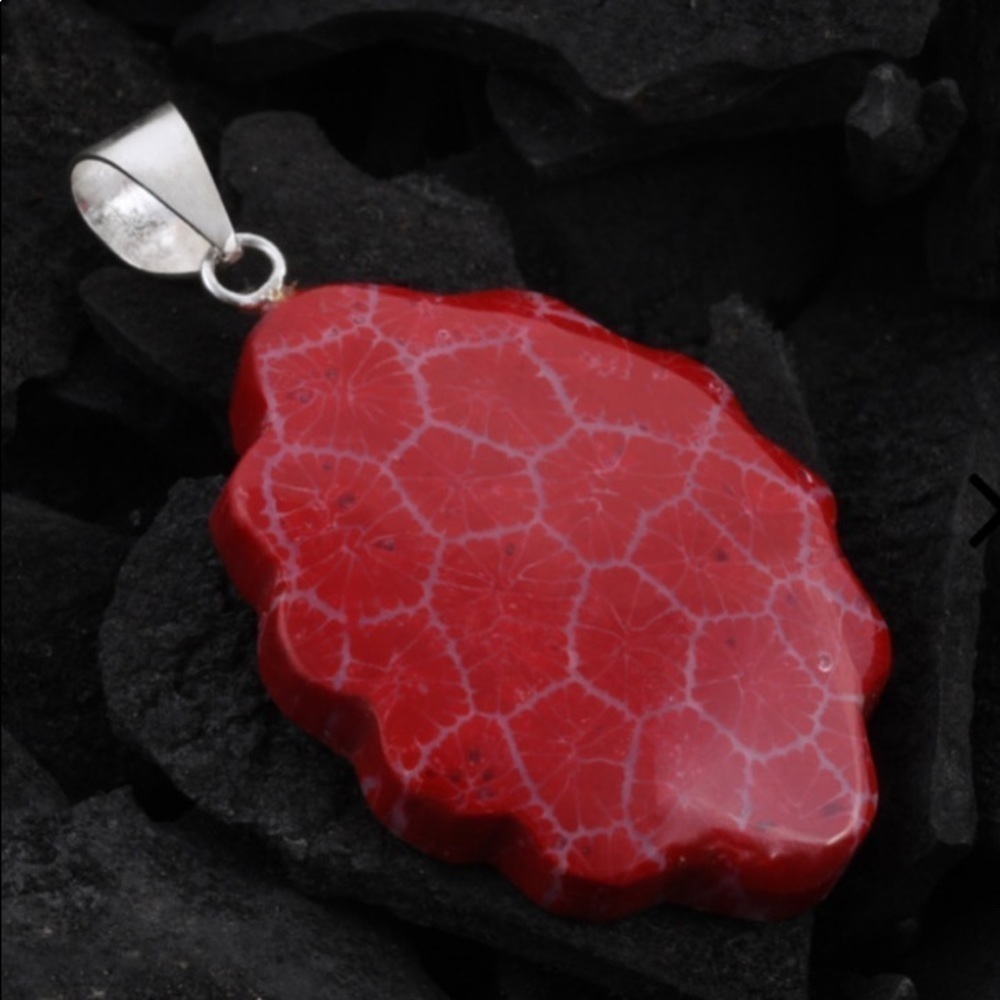 Sponge Coral Fancy Pendant in Sterling Silver
